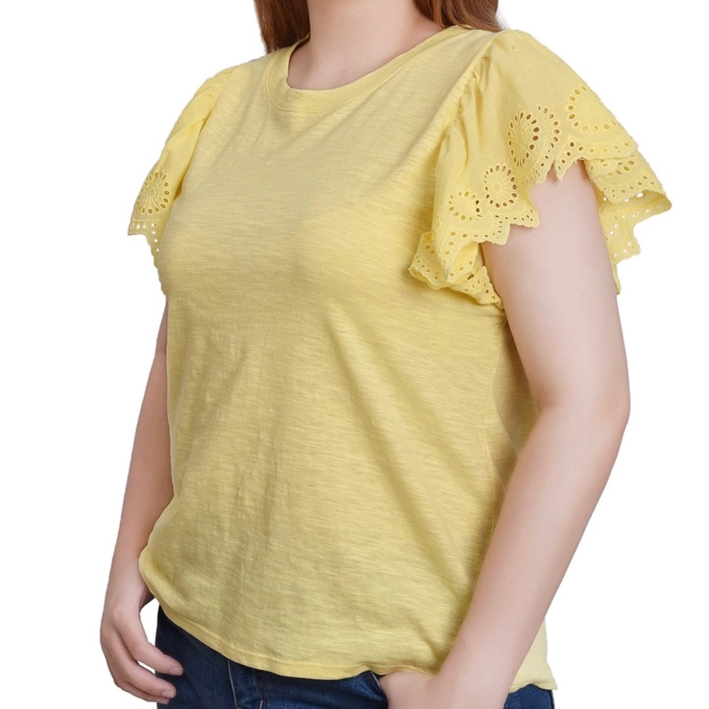 NY Collection Flutter Sleeve shirt